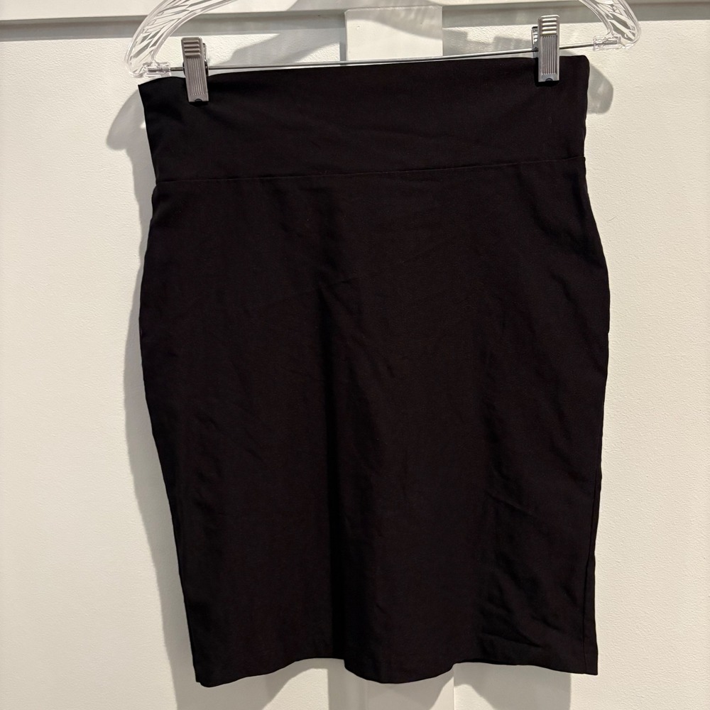 CR Charlotte Russe Black Stretch Pencil Skirt Back Slit Women's Medium